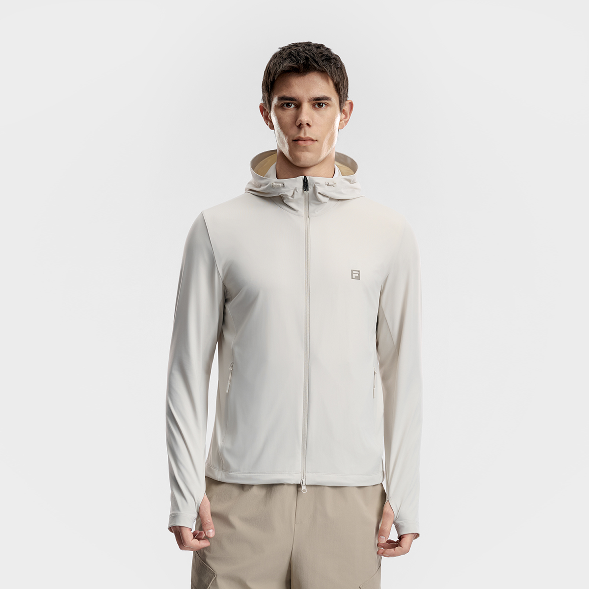 Мужская толстовка Fila A51M621501F-BG (бежевая) — фото 4