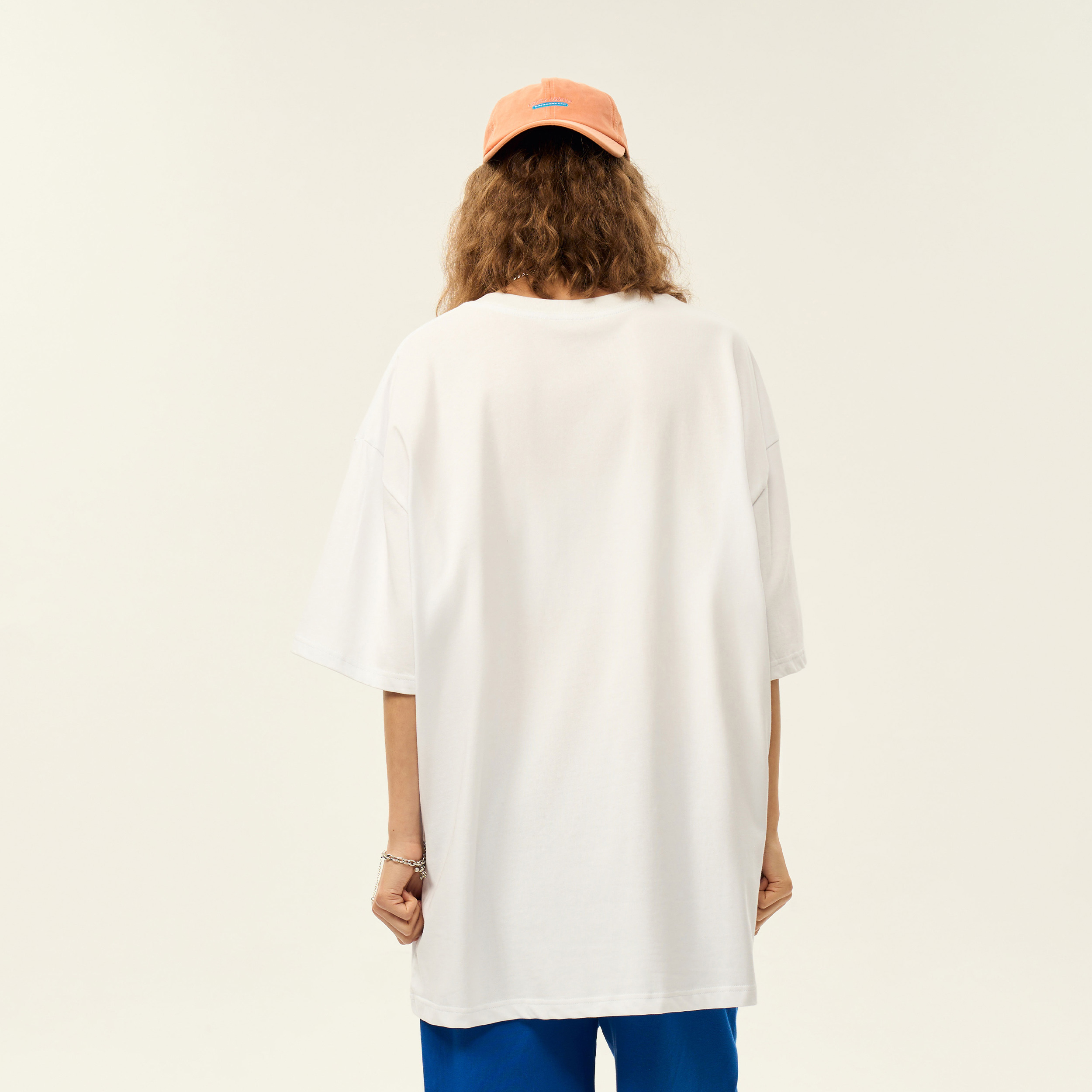 COMOWA Love is not endless abuse. Fun creative no-letter Logo print loose drop-shoulder heavy cotton short-sleeve T-shirt and shorts casual sportswear set, unisex