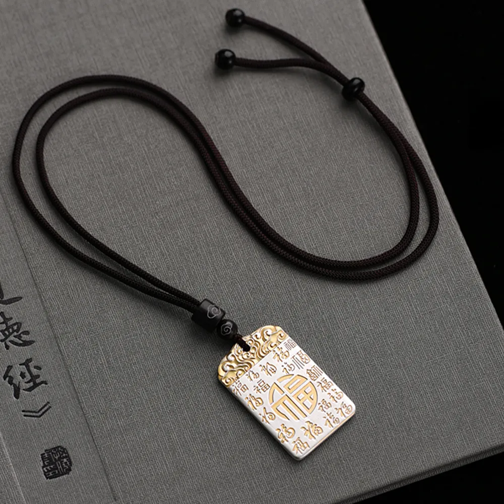 Inker Good Stone 999 Fine Silver Sterling Silver Necklaces Unisex