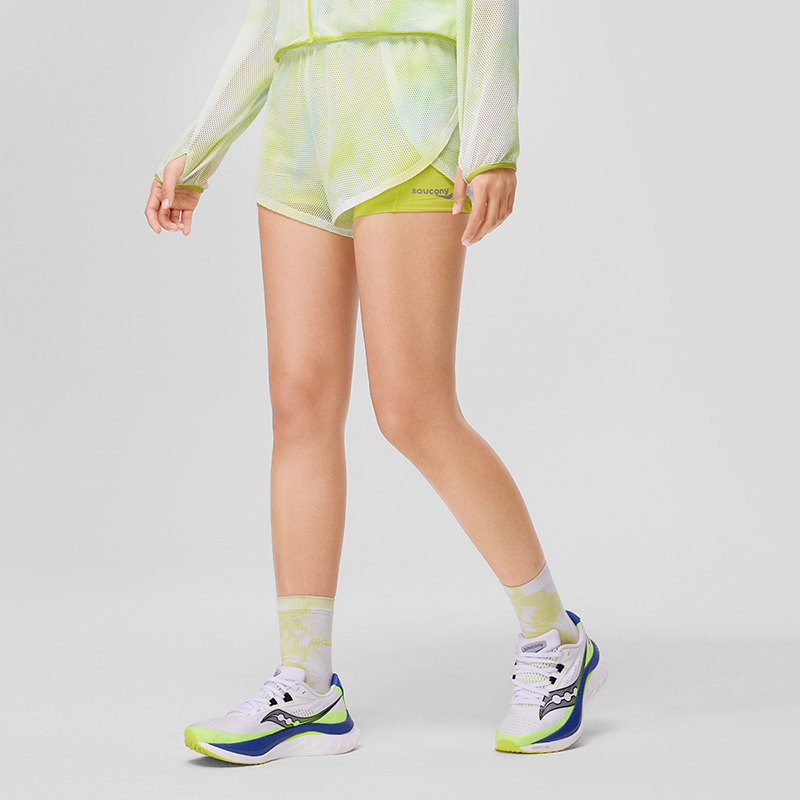 Saucony Sports Shorts Women’s Yellow Green Blended Combo