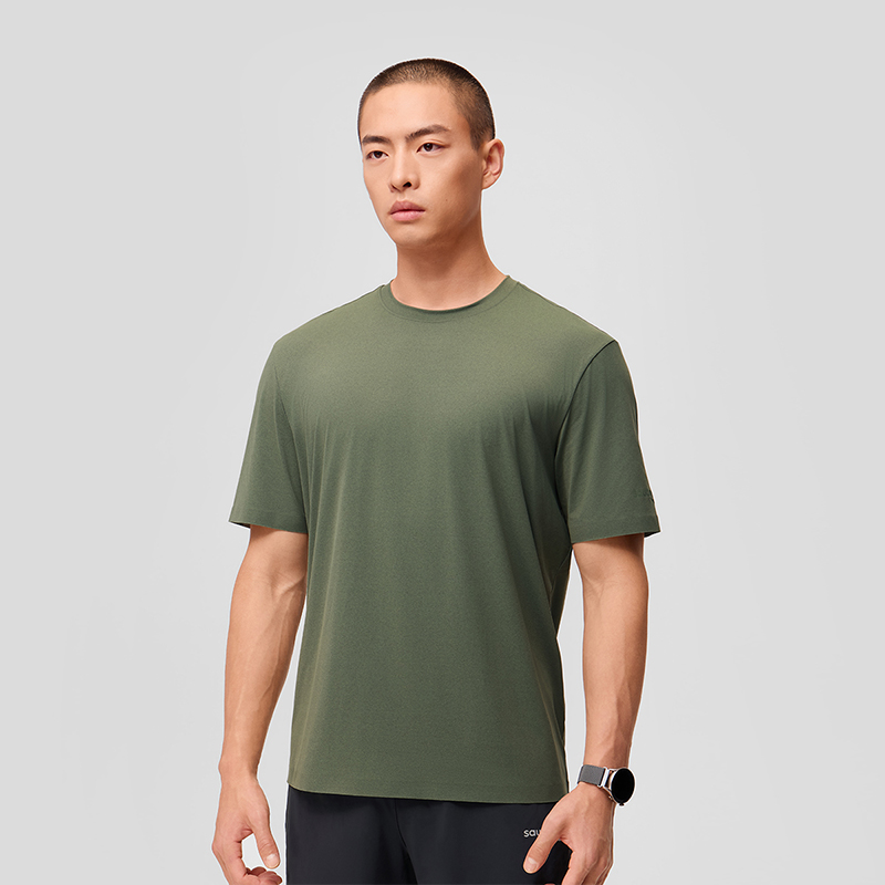 Saucony Running T Shirt Men’s Cream Army Green