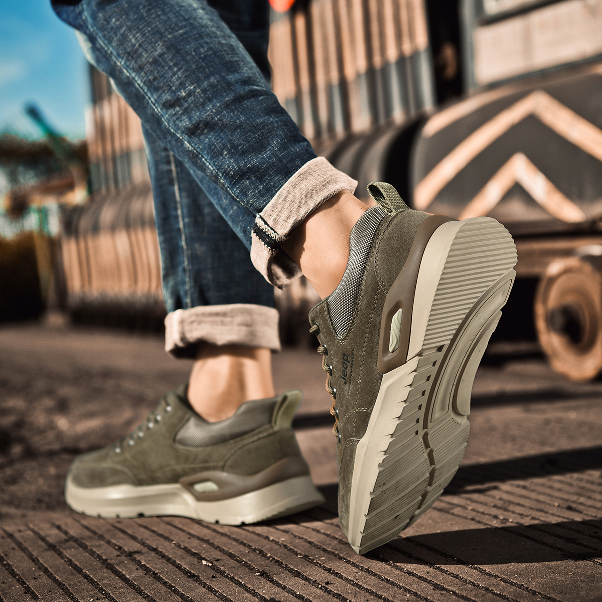Jeep Low top Outdoor Shoes Men's Khaki