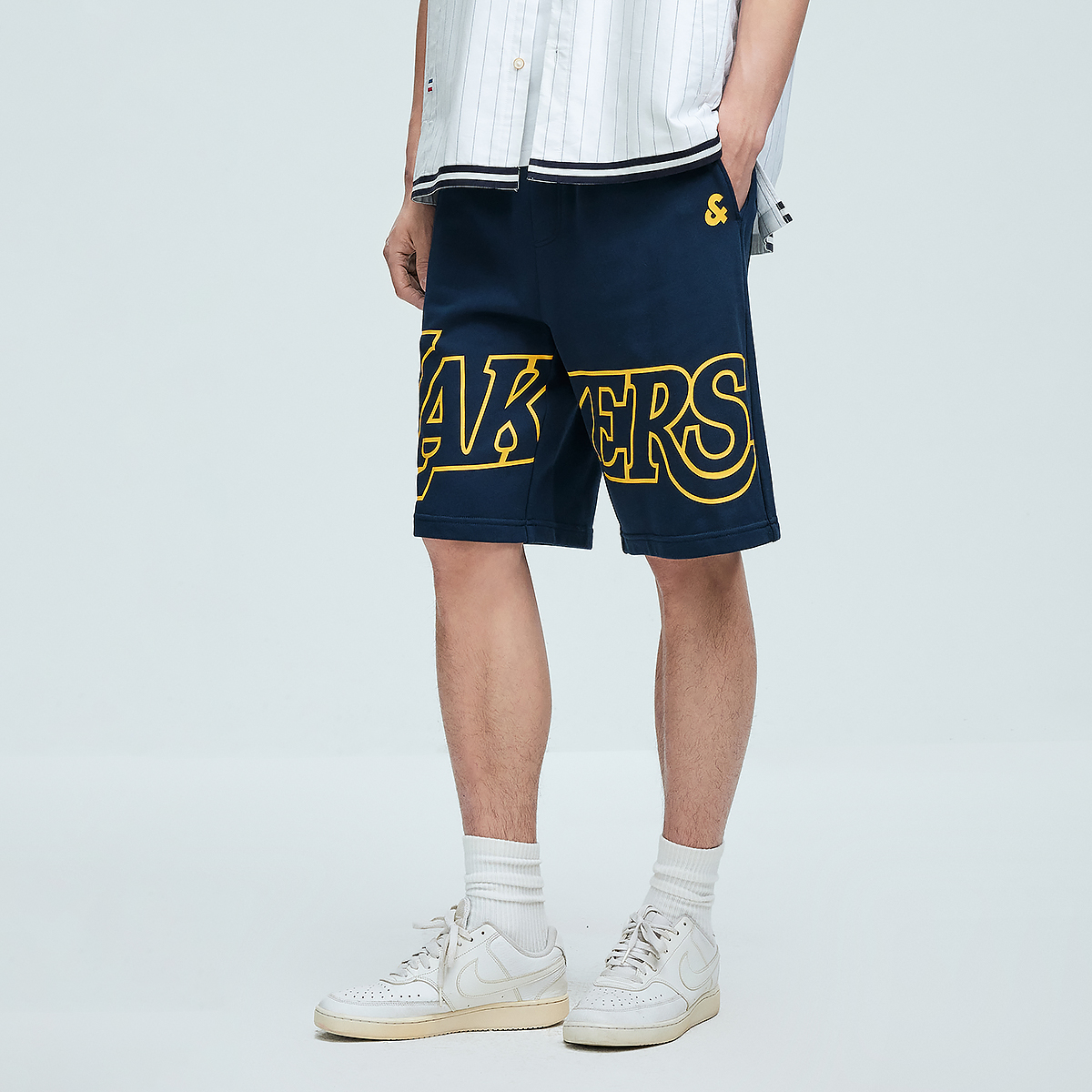 Шорты JACK JONES· JACK&JONES x NBA Logo (желто-фиолетовые) — фото 24