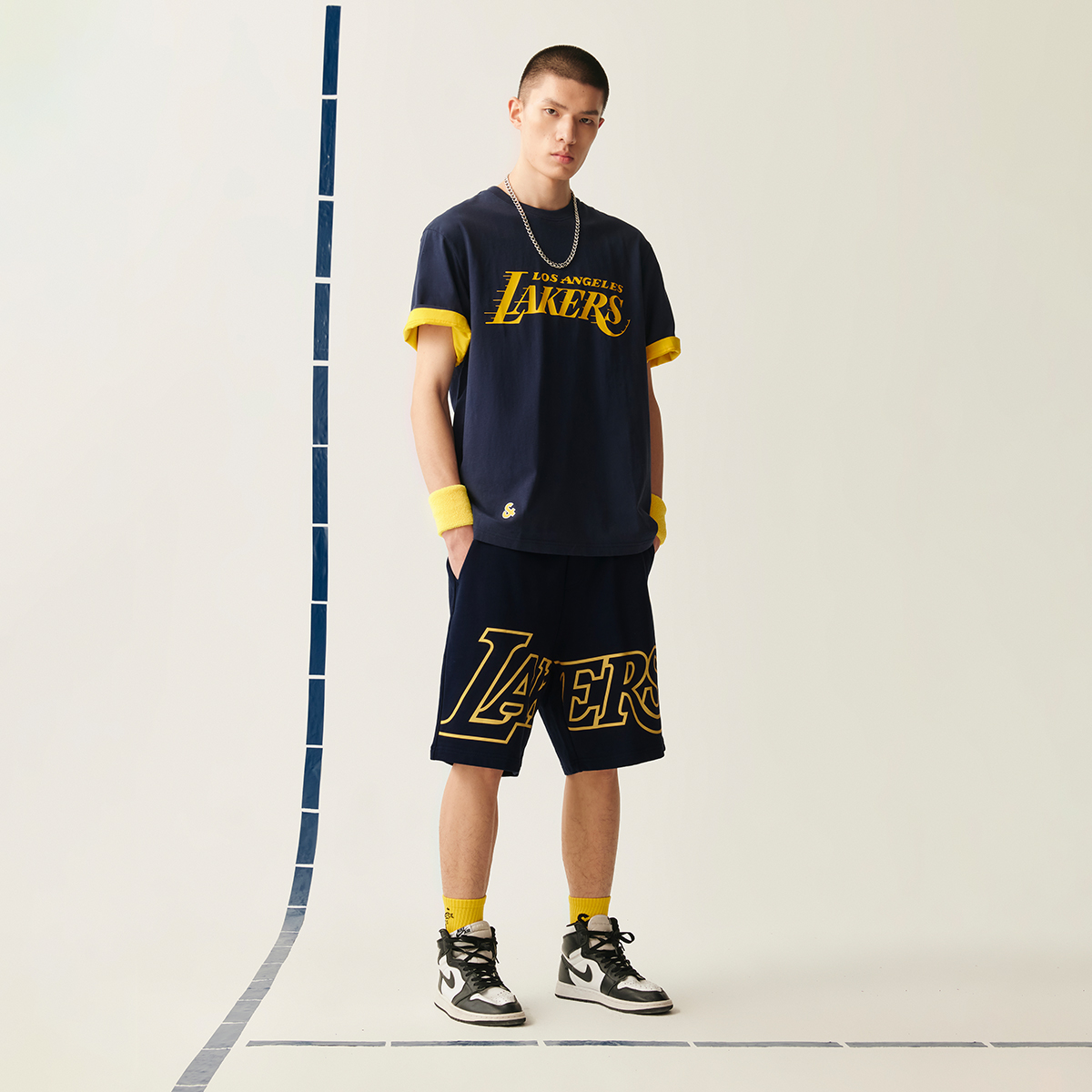 Шорты JACK JONES· JACK&JONES x NBA Logo (желто-фиолетовые) — фото 18