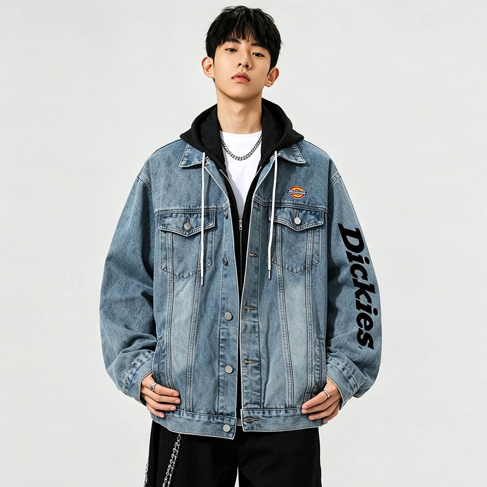 Мужская джинсовая куртка Dickies Logo Cleanfit (голубая) — фото 11