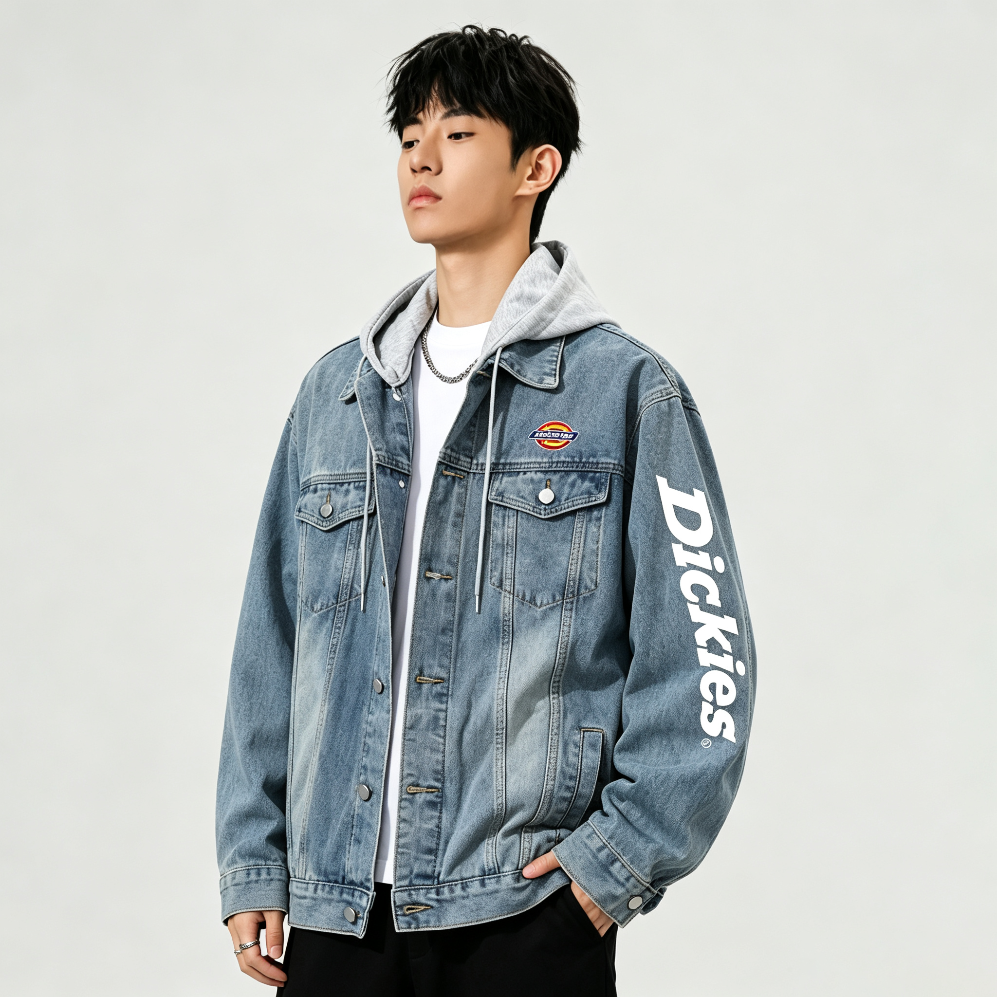 Мужская джинсовая куртка Dickies Logo Cleanfit (голубая) — фото 8