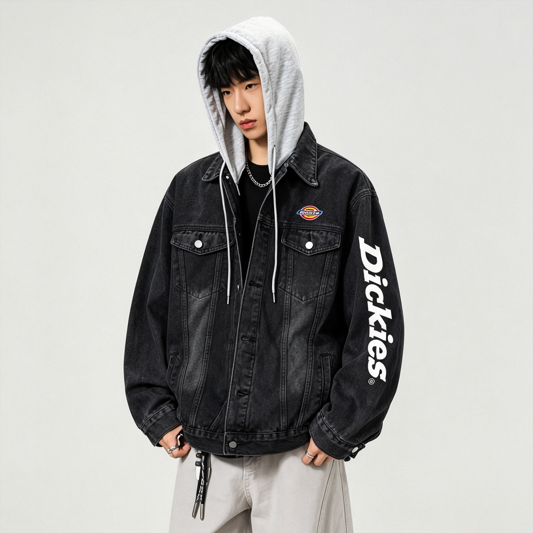 Мужская джинсовая куртка Dickies Logo Cleanfit (голубая) — фото 3