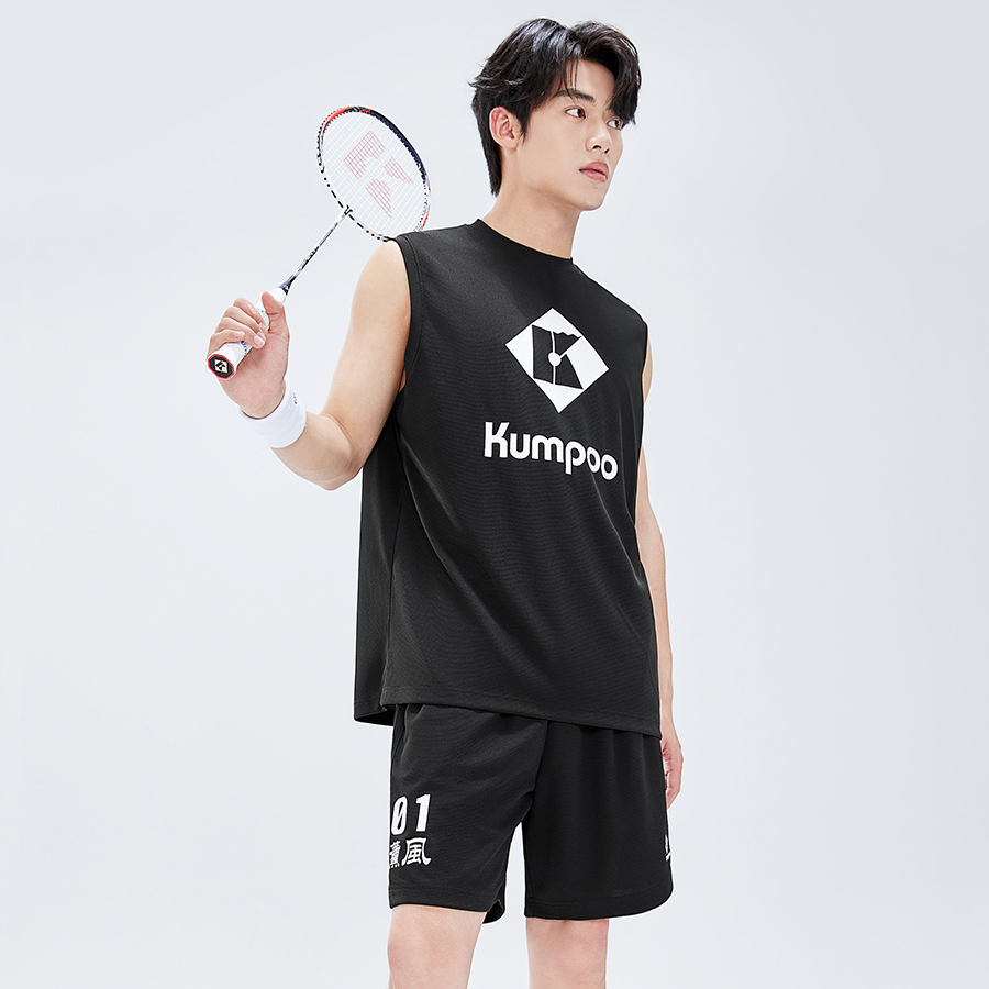 KUMPOO Badminton Jersey Unisex Black