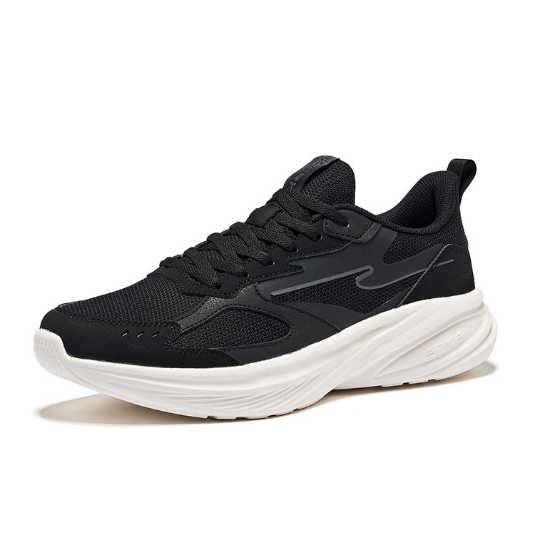 Erke Cushioning Slip Resistant Low top Casual Running Shoes Men’s Black White