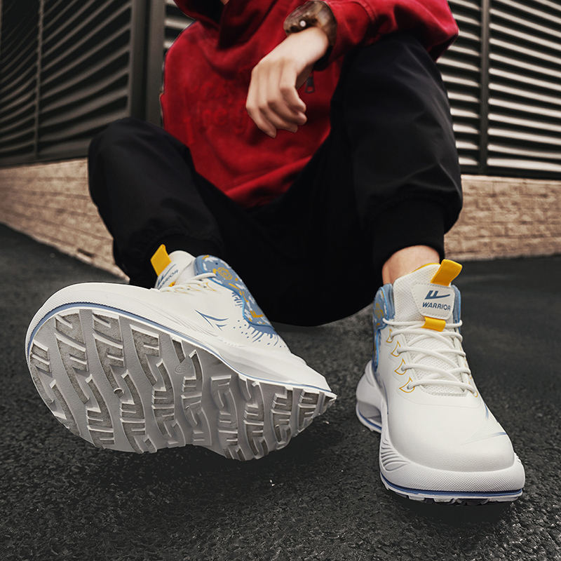 Warrior Cushioning Abrasion Resistant Breathable Coverage Height Increasing Rebound Mid top Basketball Shoes Men’s