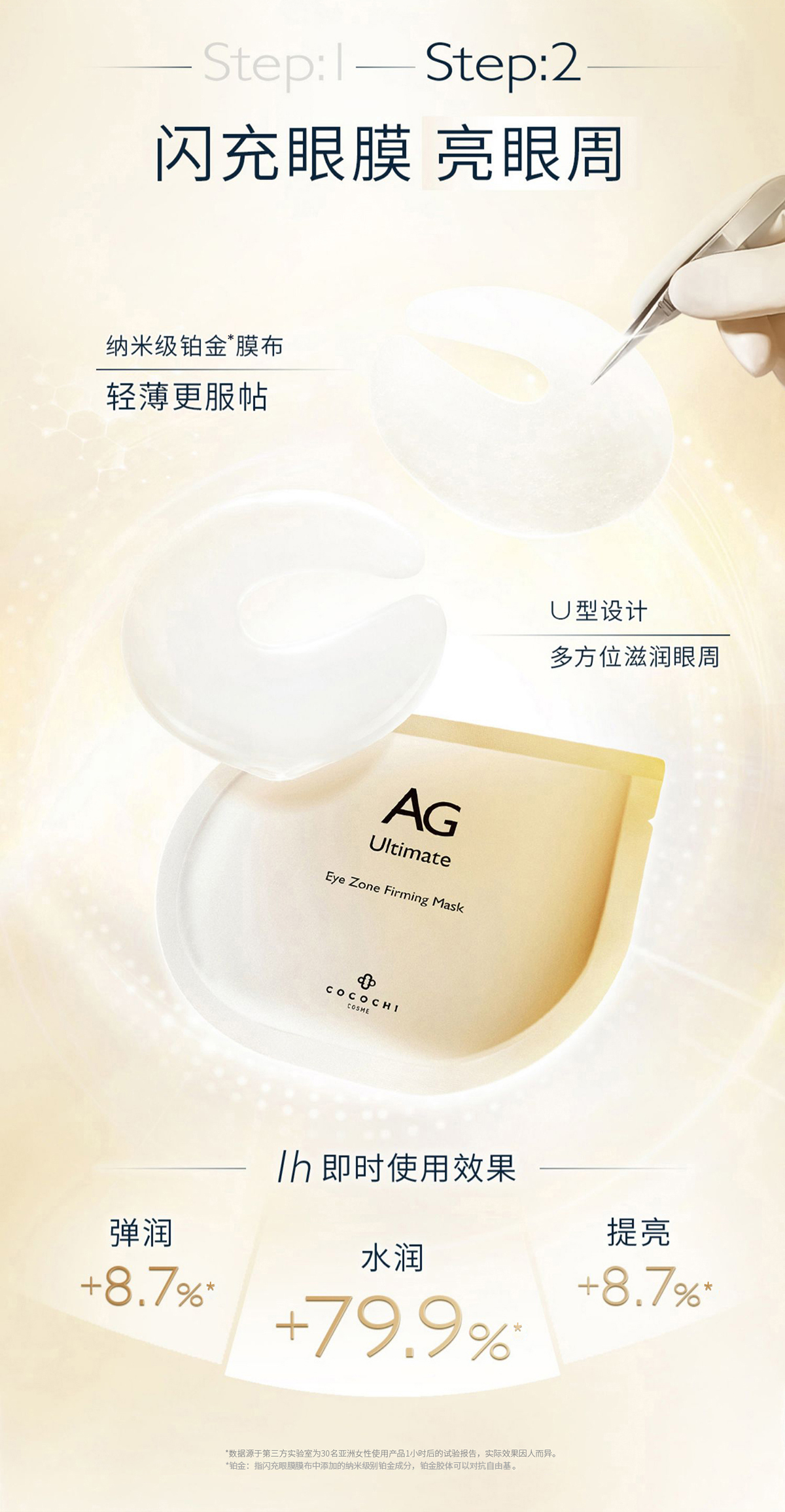 【香港直郵】 日本 COCOCHI AG抗糖雙閃眼護套盒 修護眼霜15ml+精華眼膜5片 提拉緊緻 淡紋煥發