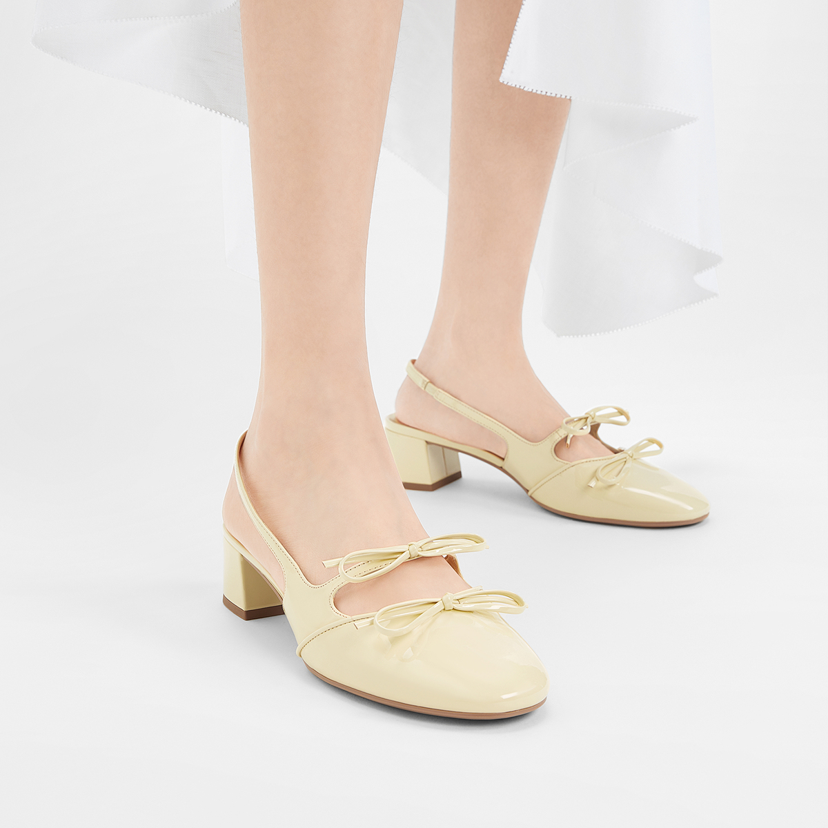 CHARLES&KEITH Charles & Keith Bowknot New Chinese Style Outerwear Breathable Shoes Pu One Strap Sandals 4.1cm Women's