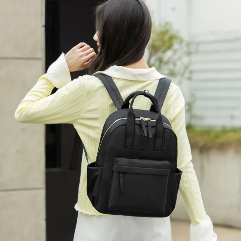 HACIN Oxford Backpack Women's Chic Gray/Pearl Black/Apricot