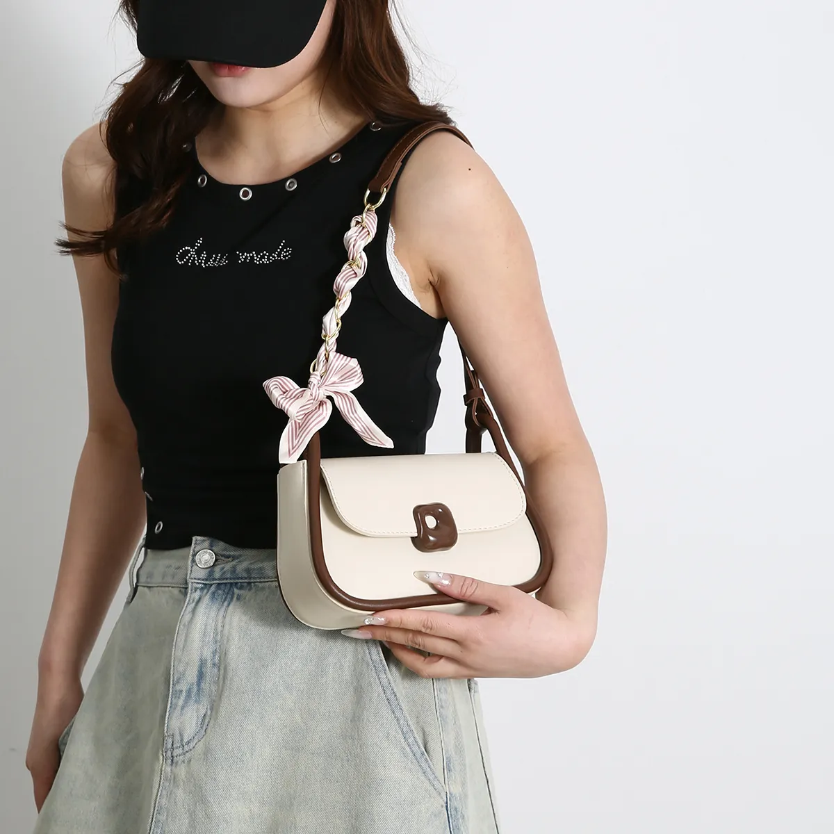 HACIN ПУ (полиуретан) Сумка через плечо Сумка на плечо Женская Бежевый Кофейный Бежевый Черный Хаки