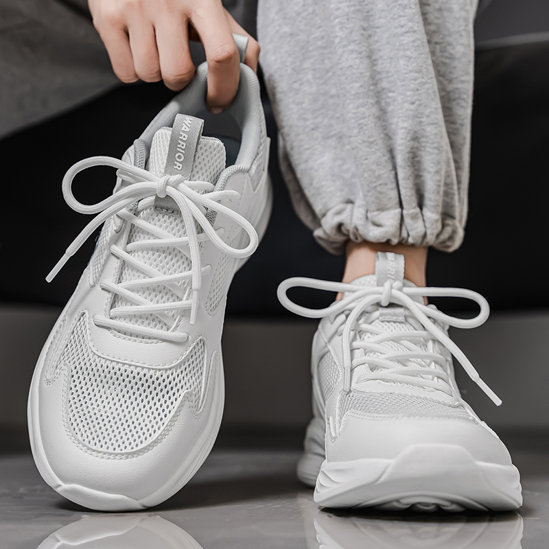 Warrior Cushioning Slip Resistant Abrasion Resistant Low top Casual Running Shoes Men’s White Gray