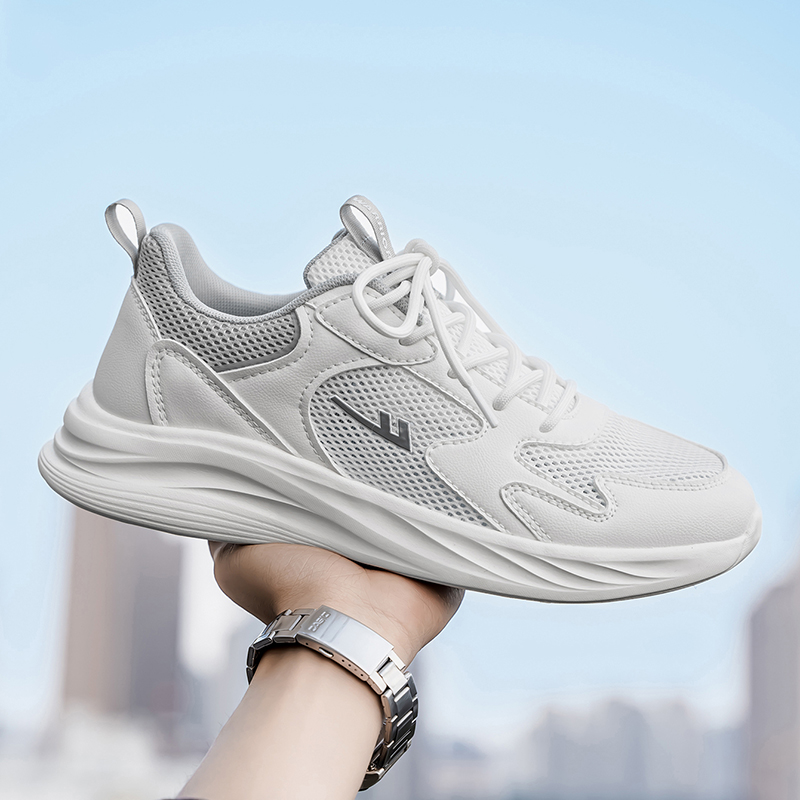 Warrior Cushioning Slip Resistant Abrasion Resistant Low top Casual Running Shoes Men’s White Gray