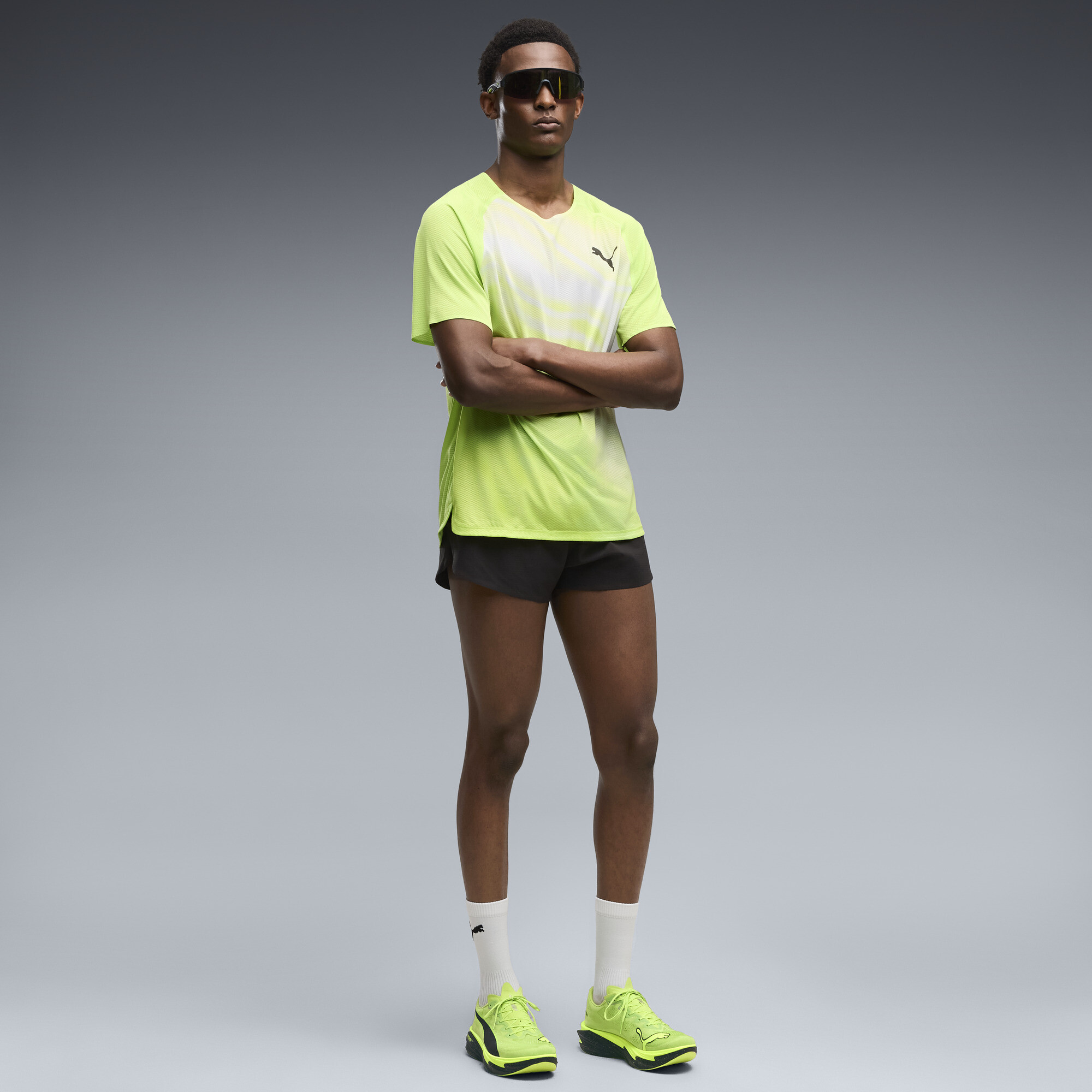 Мужские кроссовки PUMA Deviate Nitro Elite 4 (салатовые) — 亮绿色-PUMA黑色 — фото 7