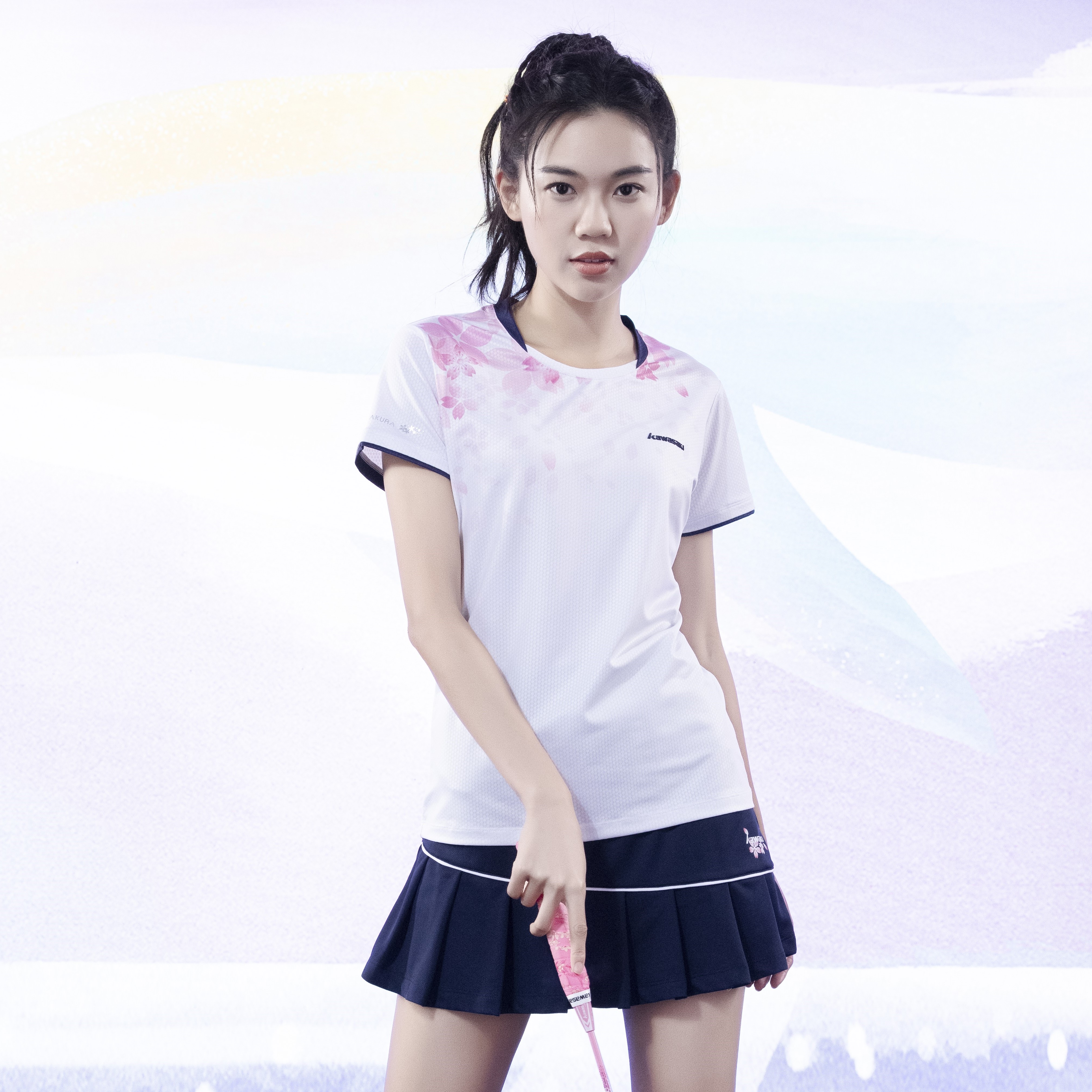 Kawasaki Badminton Jersey Women’s Frost White/Blue Purple