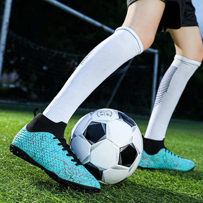 SHUANGDING TF Turf Soft Ground, Artificial Ground Synthetic Leather Soccer Shoes Unisex Aqua TF Turf