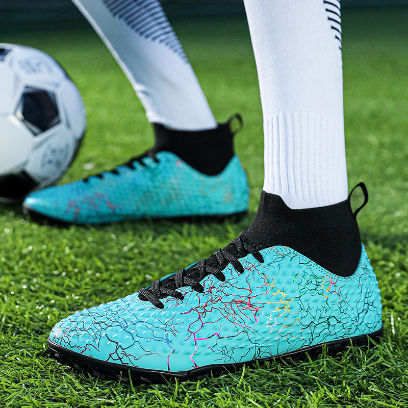 SHUANGDING TF Turf Soft Ground, Artificial Ground Synthetic Leather Soccer Shoes Unisex Aqua TF Turf