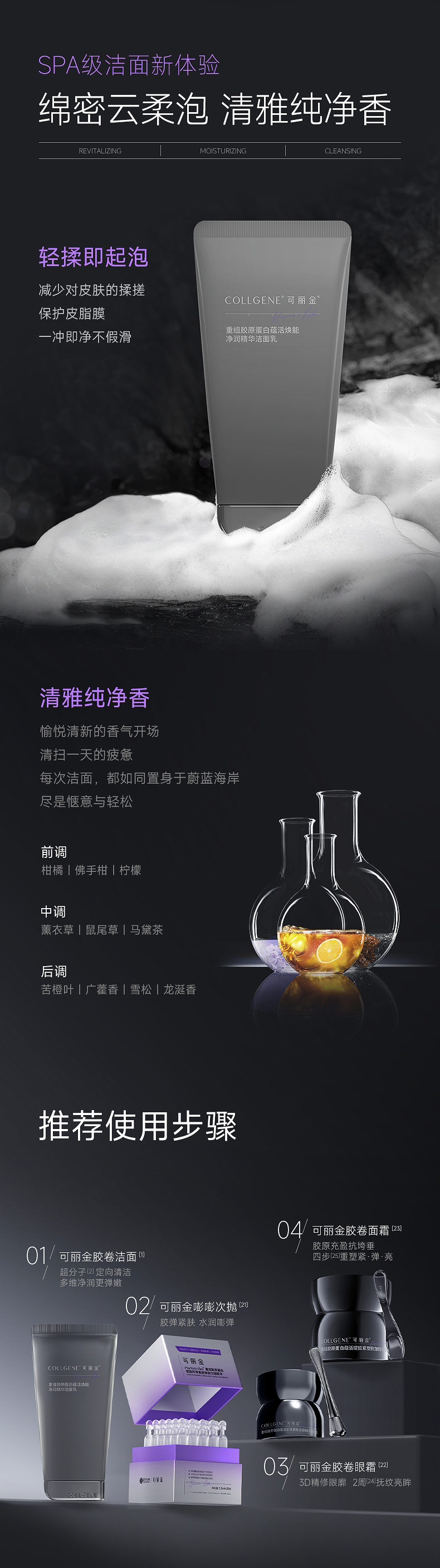 【香港直邮】 可丽金 重组胶原蛋白净润洁面乳 100g (氨基酸+胶原蛋白) 温和净澈 保湿不拔干 修护屏障