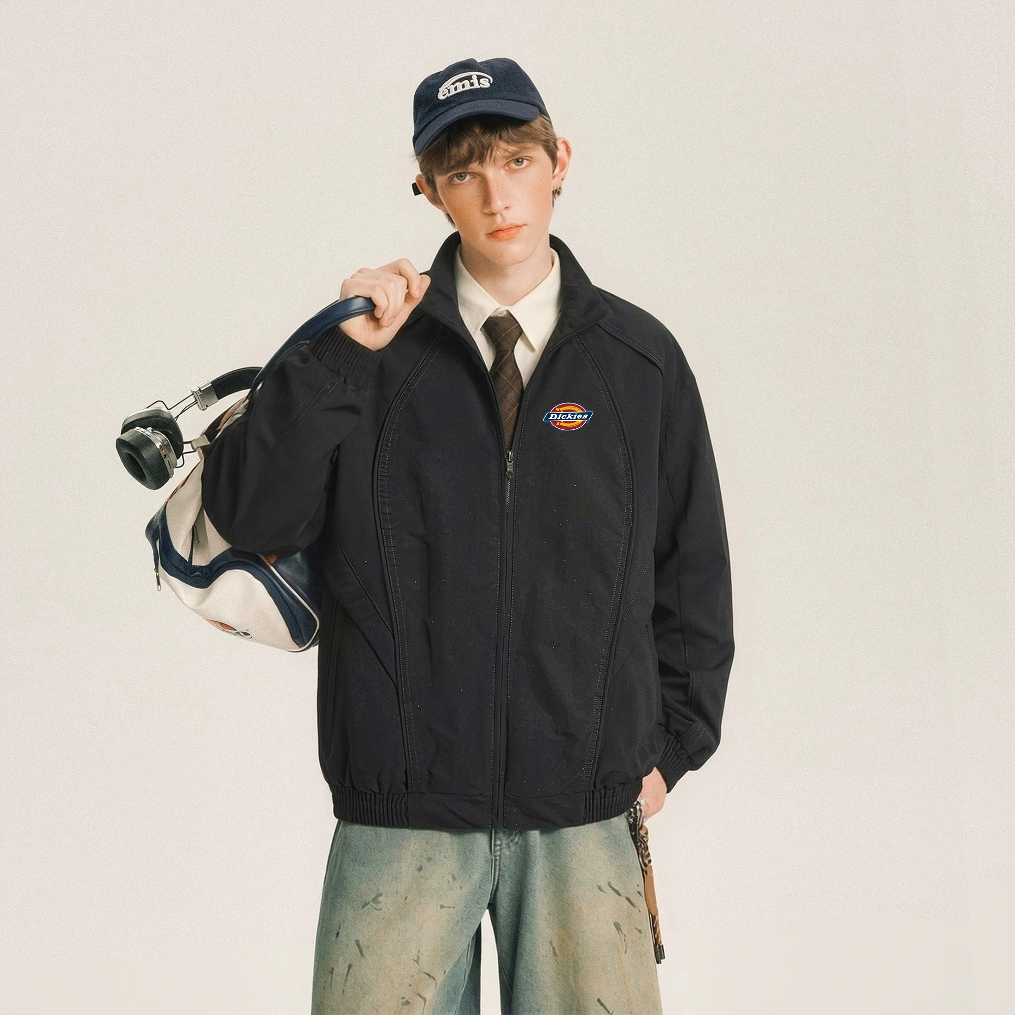 Куртка Dickies logo (черно-бежевая) — фото 3