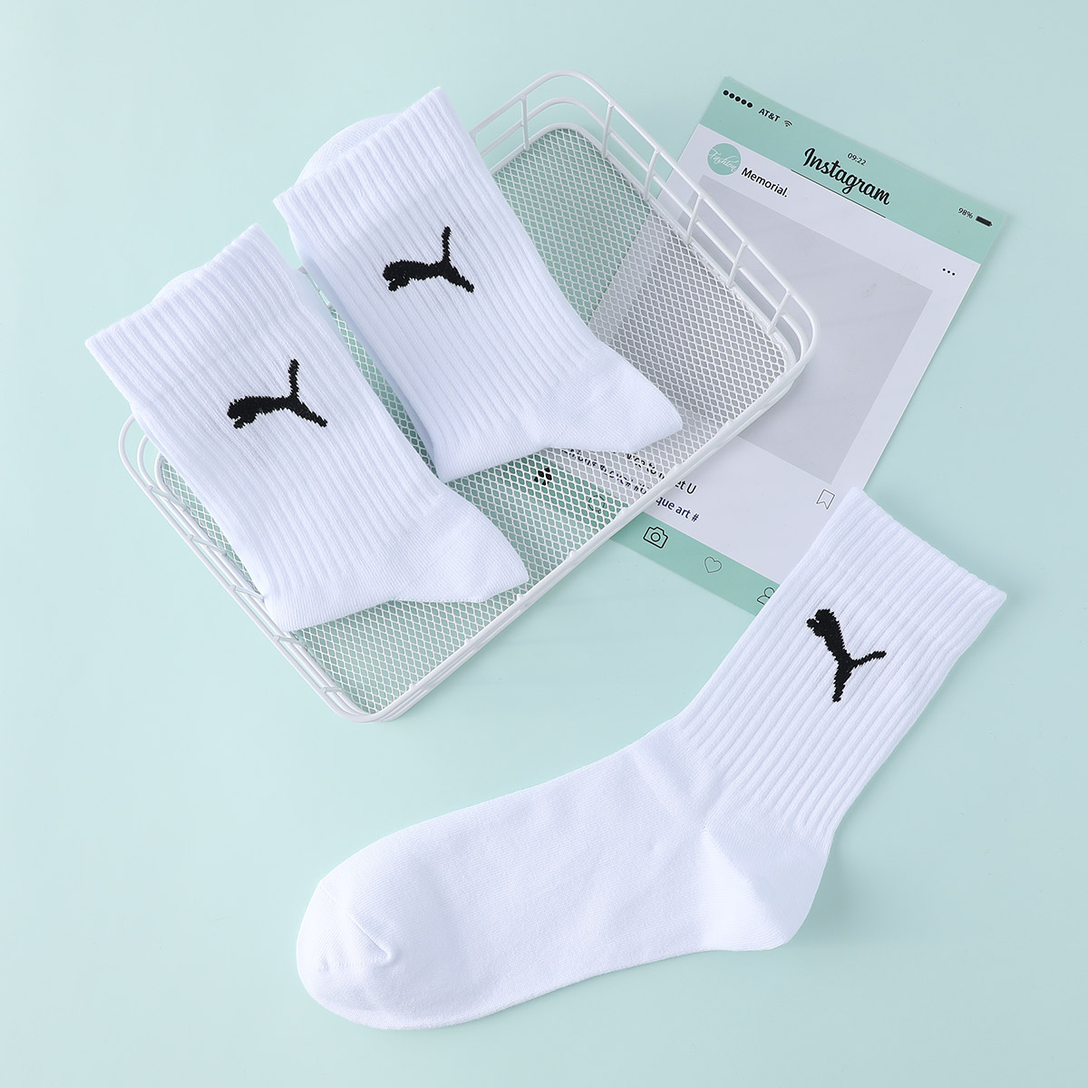 PUMA Knee High Socks Unisex 3 Pack White