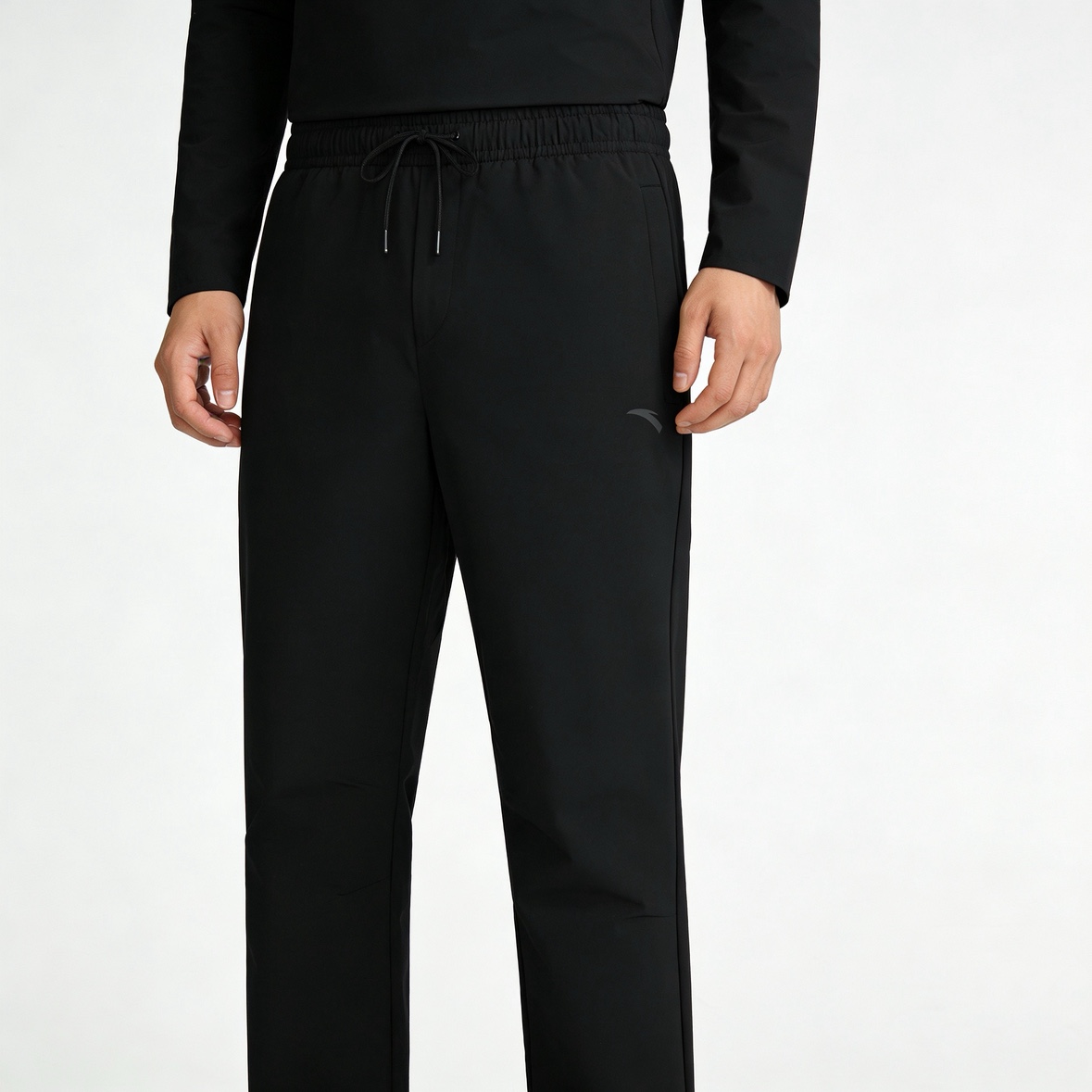 Anta Variety Training Collection Comfortable Solid Color Fleece Lined Versatile Sports Pants Men’s Basic Black