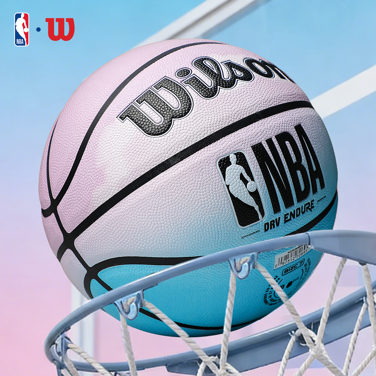Wilson NBA PU Basketball Pink Blue Size 7 Ball Training Unisex China Mainland Version