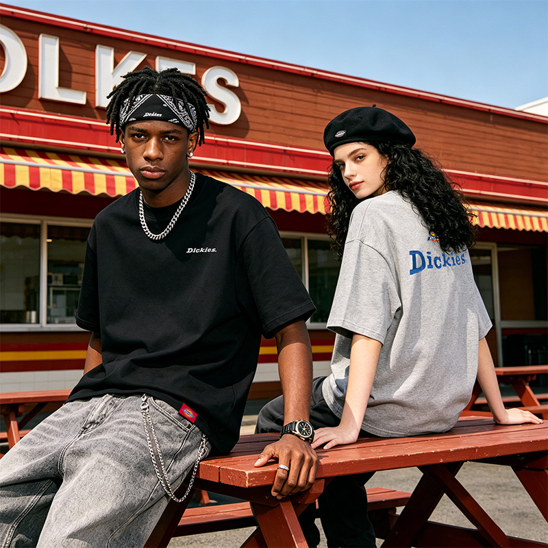 Женская футболка Dickies 320g Heavyweight Logo (зеленая) — фото 41