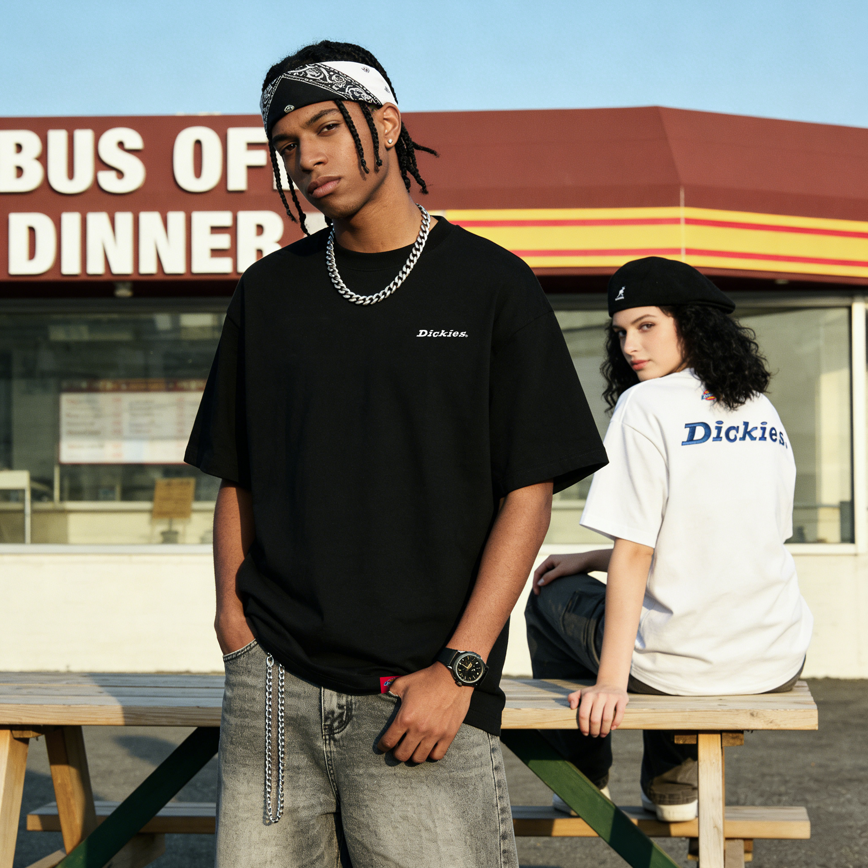Женская футболка Dickies 320g Heavyweight Logo (зеленая) — фото 7