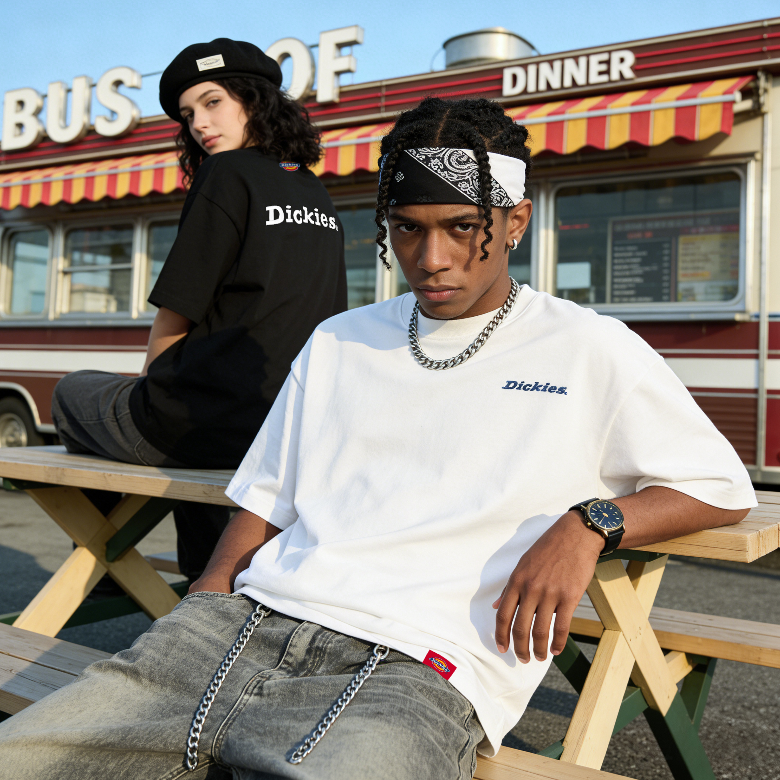 Женская футболка Dickies 320g Heavyweight Logo (зеленая) — фото 3
