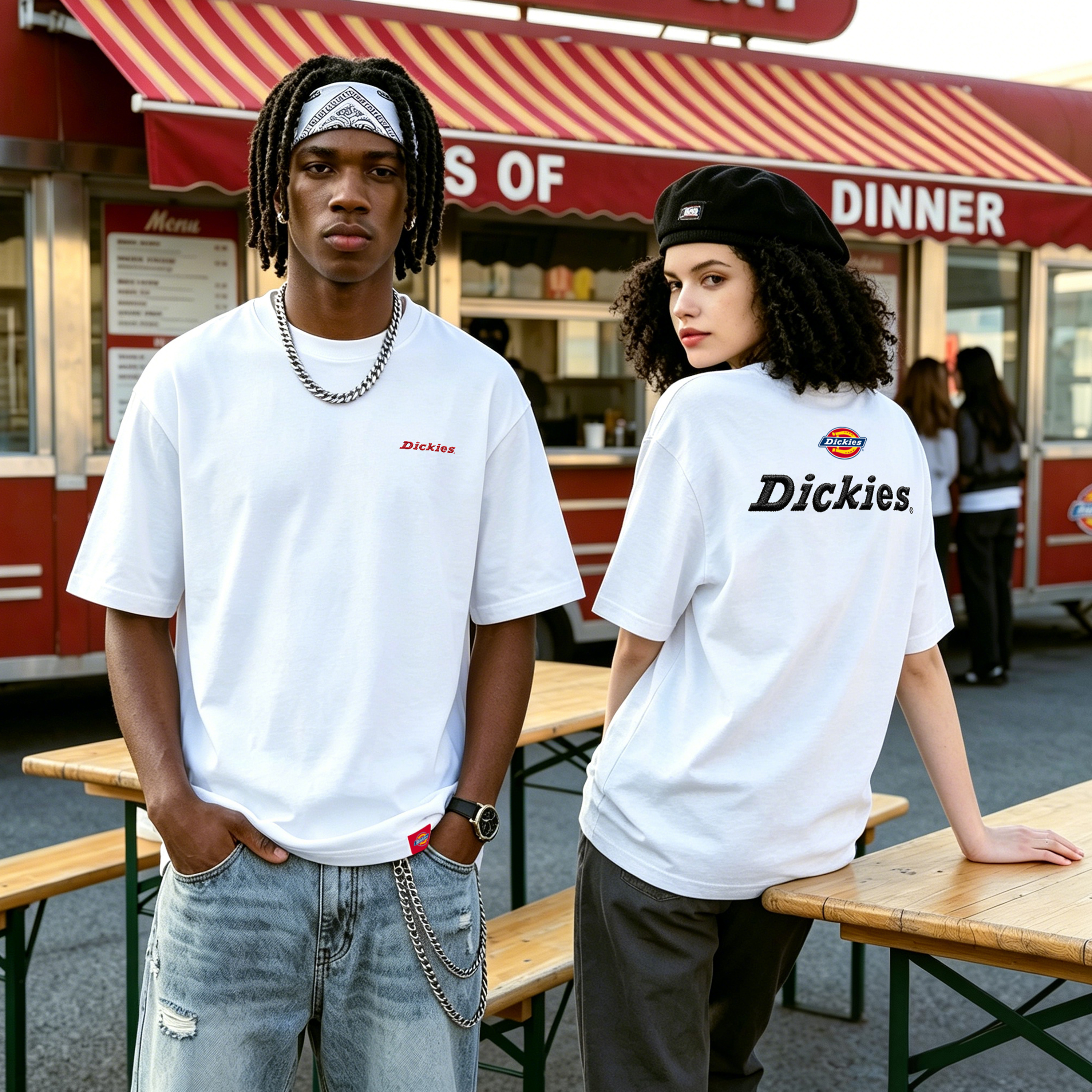 Женская футболка Dickies 320g Heavyweight Logo (зеленая) — фото 19