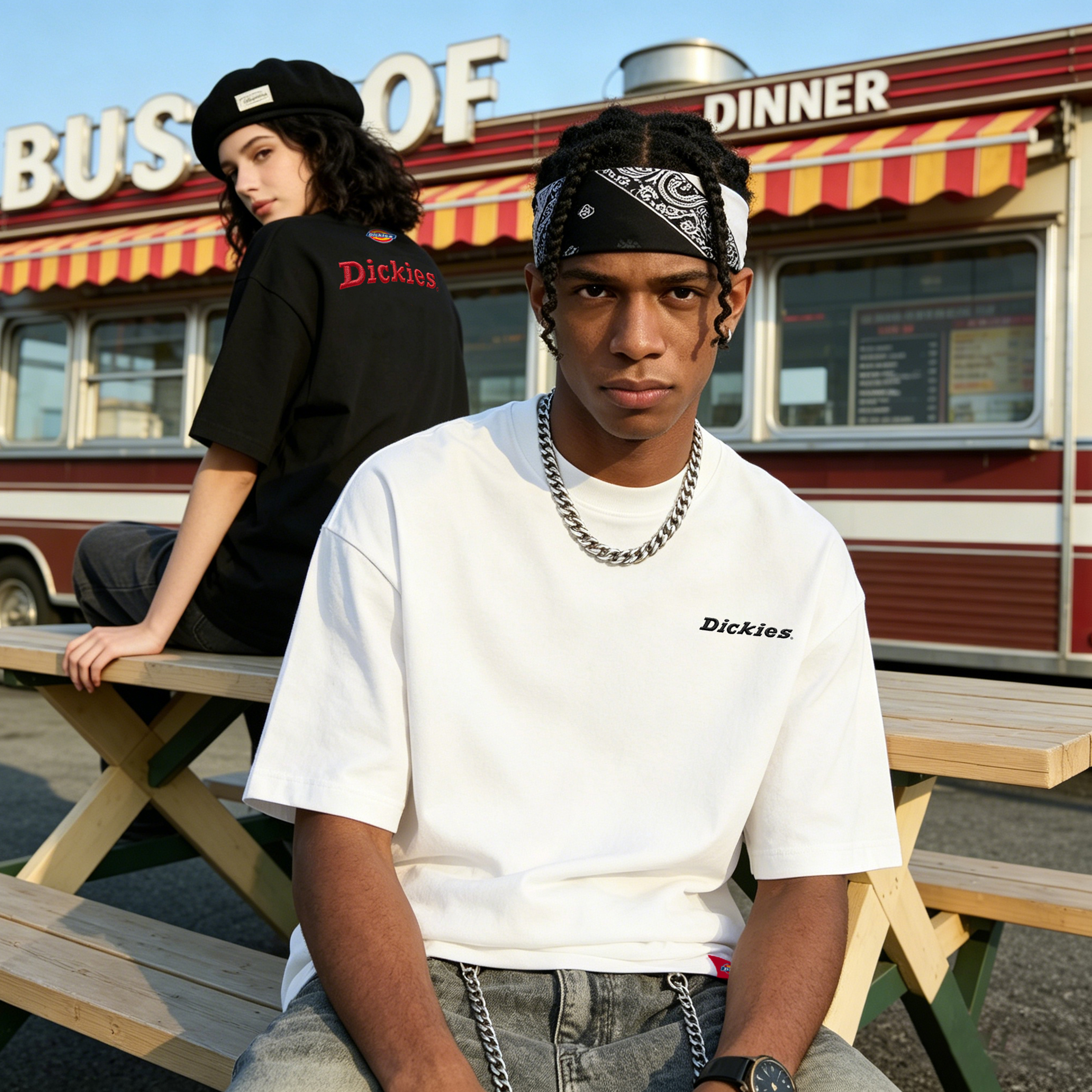 Женская футболка Dickies 320g Heavyweight Logo (зеленая) — фото 15