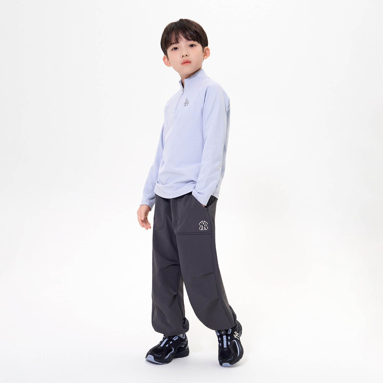 Штаны MLB KIDS 25FW LOGO (темно-серый) — фото 4
