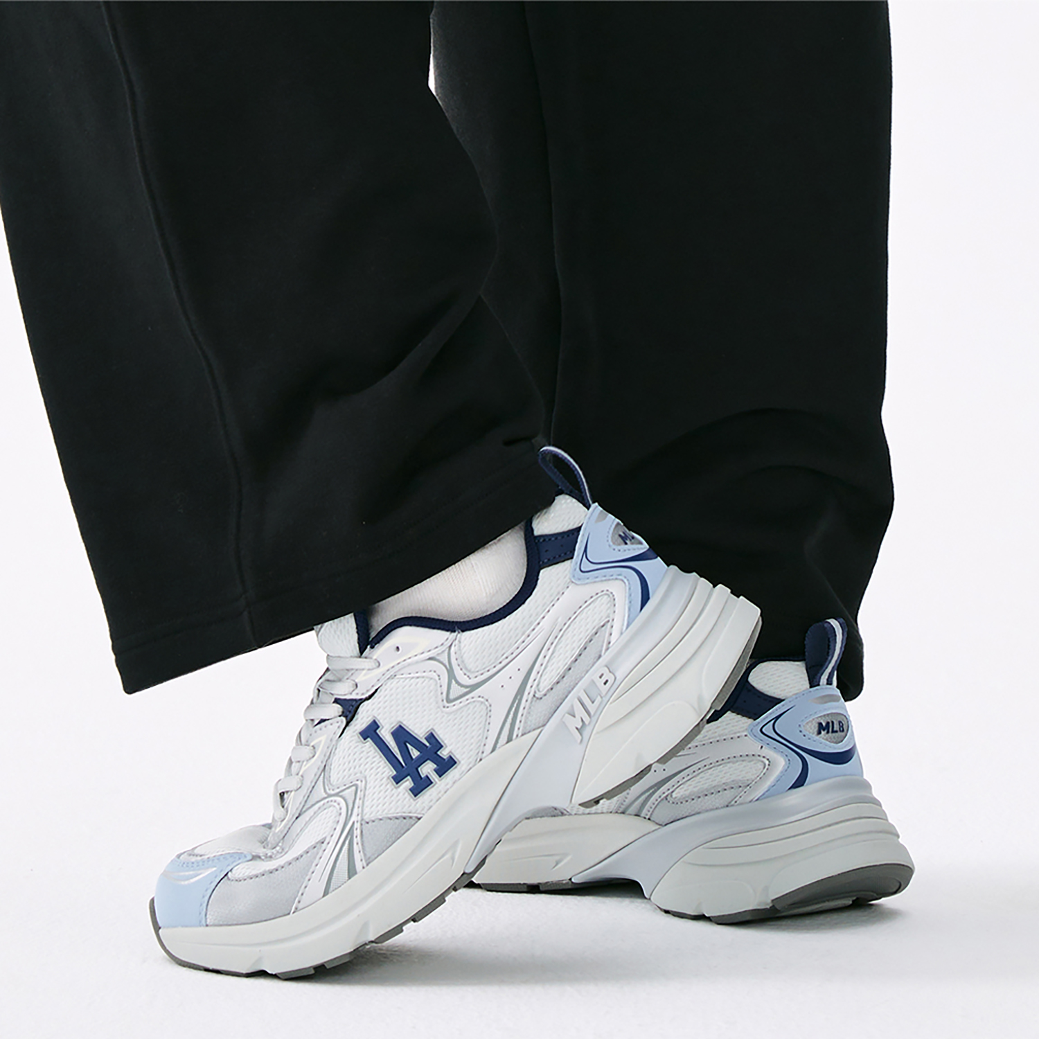 MLB Los Angeles Dodgers Synthetic Leather Low top Running Shoes Unisex Gray