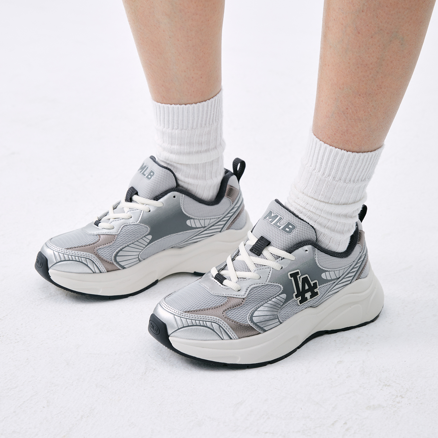 MLB Chunky Jogger Low top Casual Running Shoes Unisex Light Gray