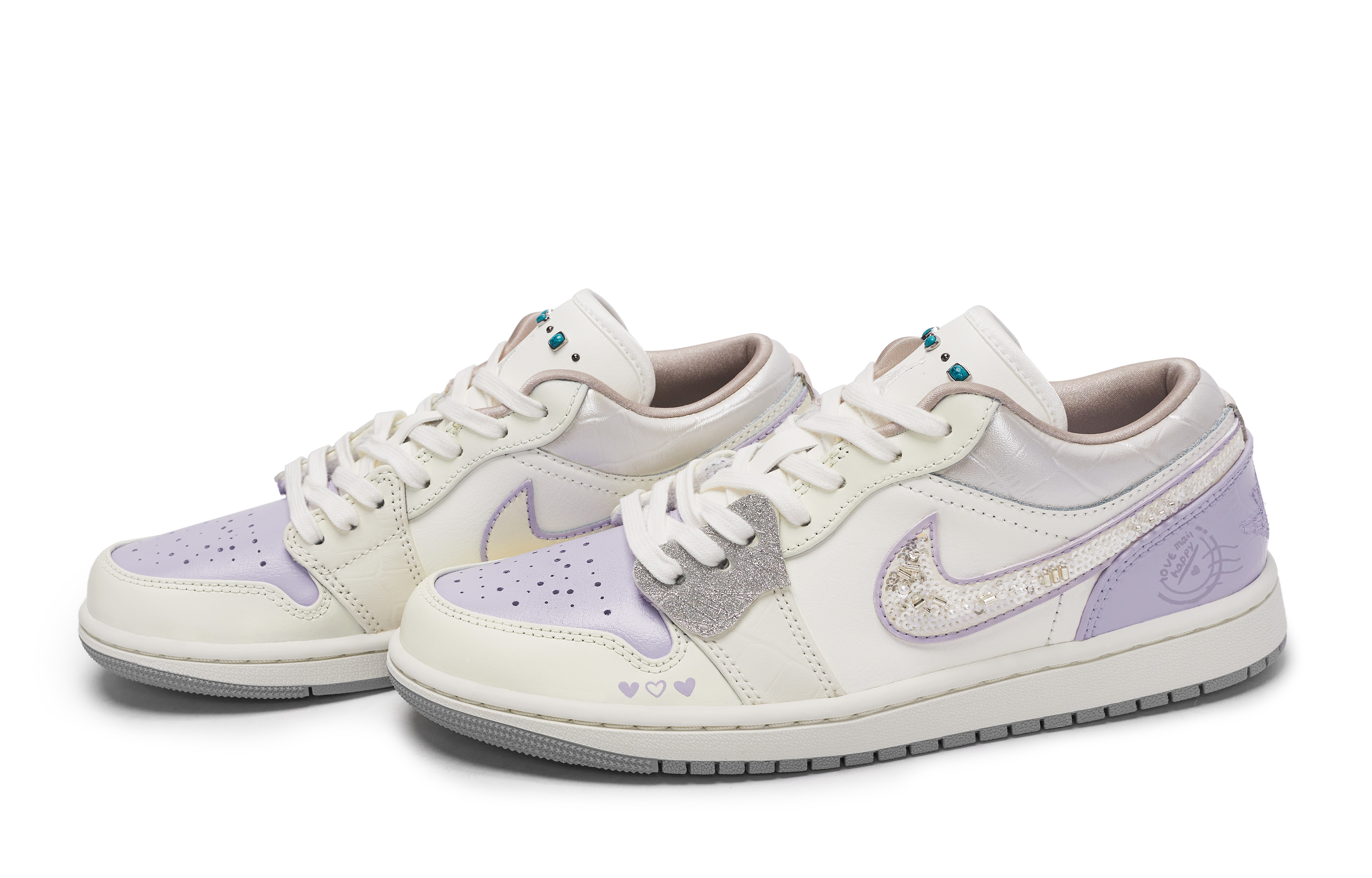 Jordan Air Jordan 1 Vintage Basketball Shoes Unisex Low Top Beige/White/Silver/Purple