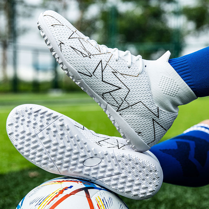 TONYBEAR Soccer Shoes Unisex Mid Top White/Black/Blue