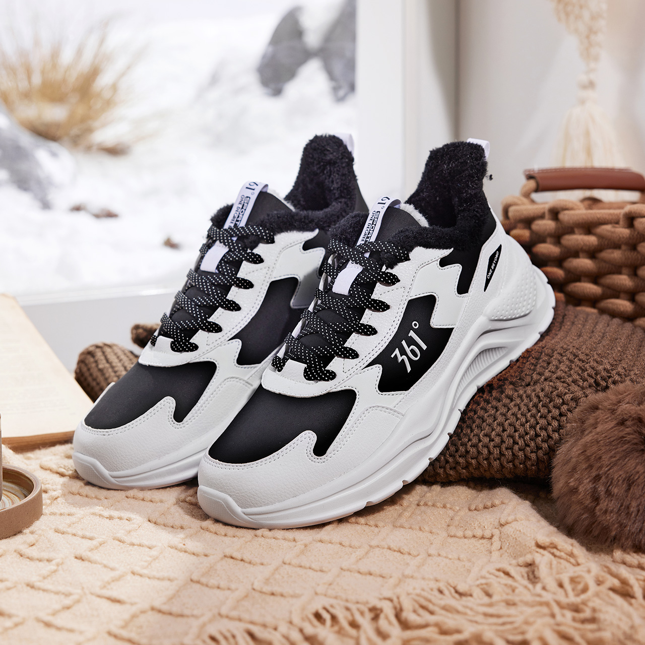 361° Thermal Insulation Fleece Lined Fashion Abrasion Resistant Waterproof Lightweight Low top Running Shoes Men’s