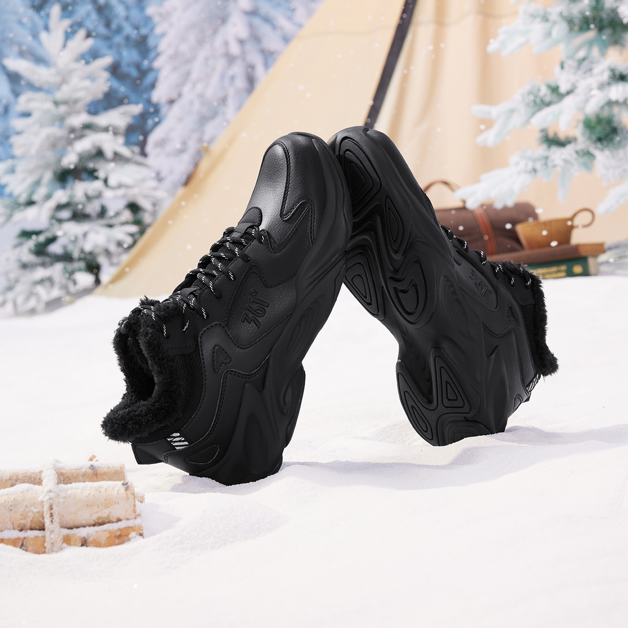 361° Fleece Lined Versatile Fashion Synthetic Leather, Mesh Abrasion Resistant Thermal Slip Resistant Low top Casual