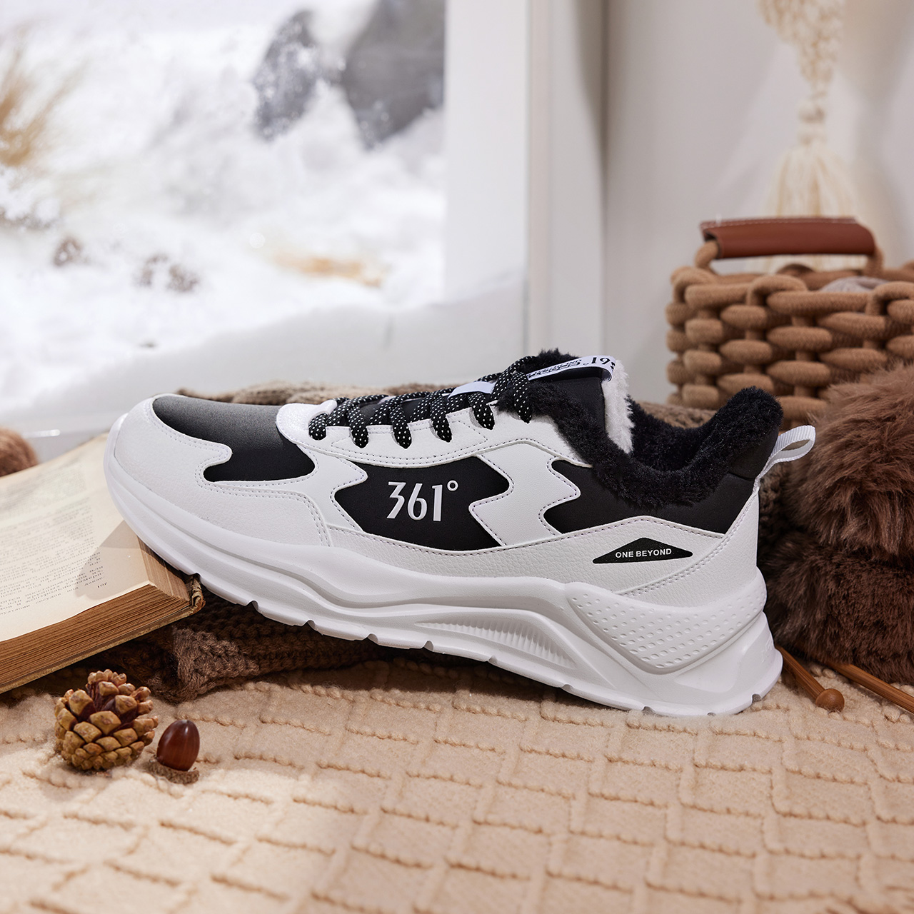 361° Thermal Insulation Fleece Lined Fashion Abrasion Resistant Waterproof Lightweight Low top Running Shoes Men’s
