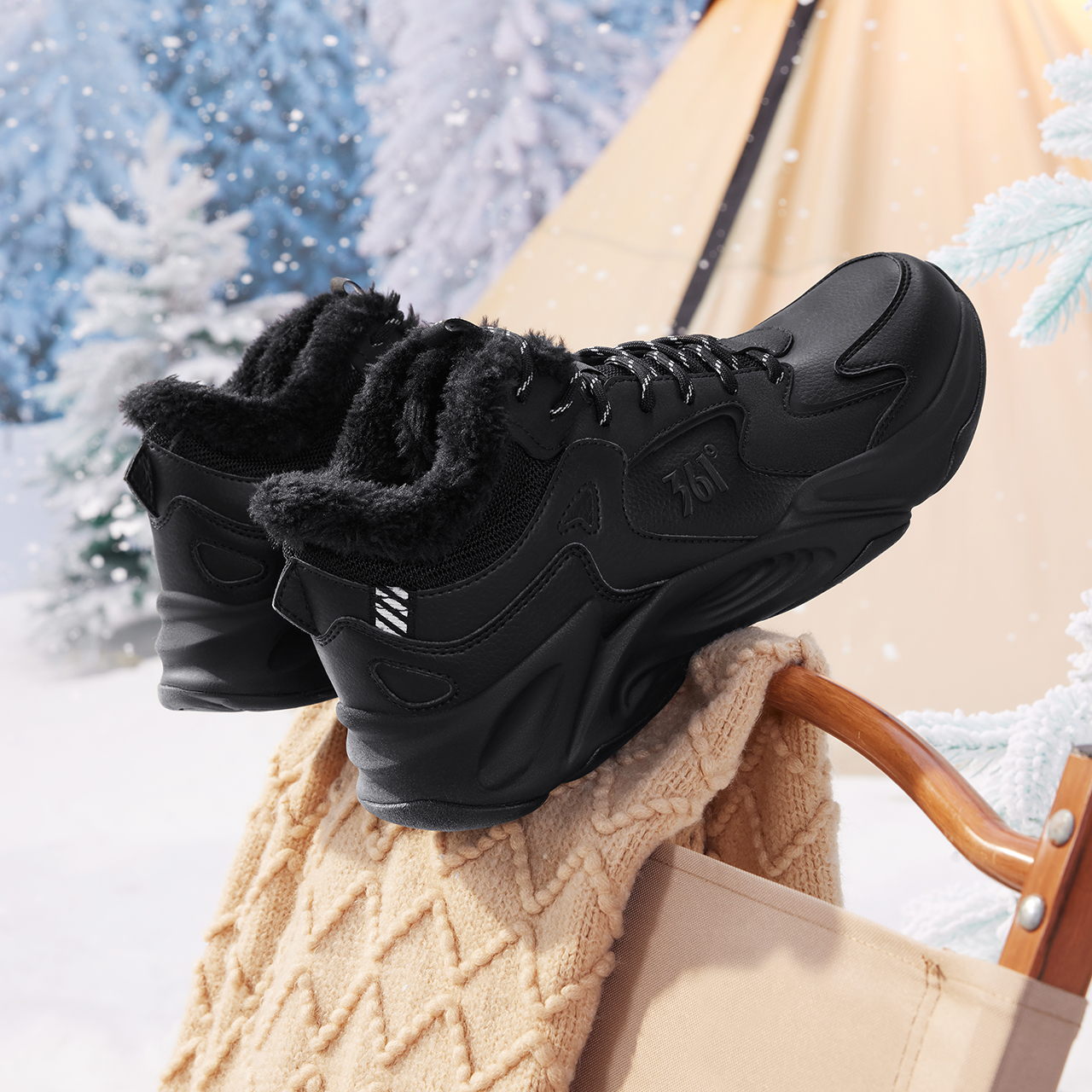 361° Fleece Lined Versatile Fashion Synthetic Leather, Mesh Abrasion Resistant Thermal Slip Resistant Low top Casual