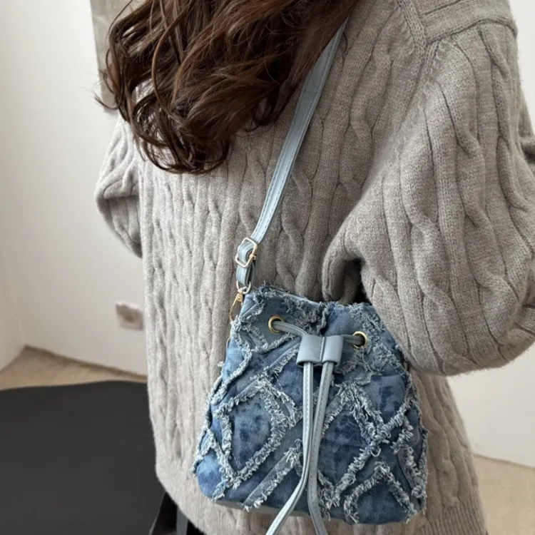 LETOO Деним Модный Универсальный Плечевая сумка Повседневная Стильная Сумка через плечо Женская Синяя