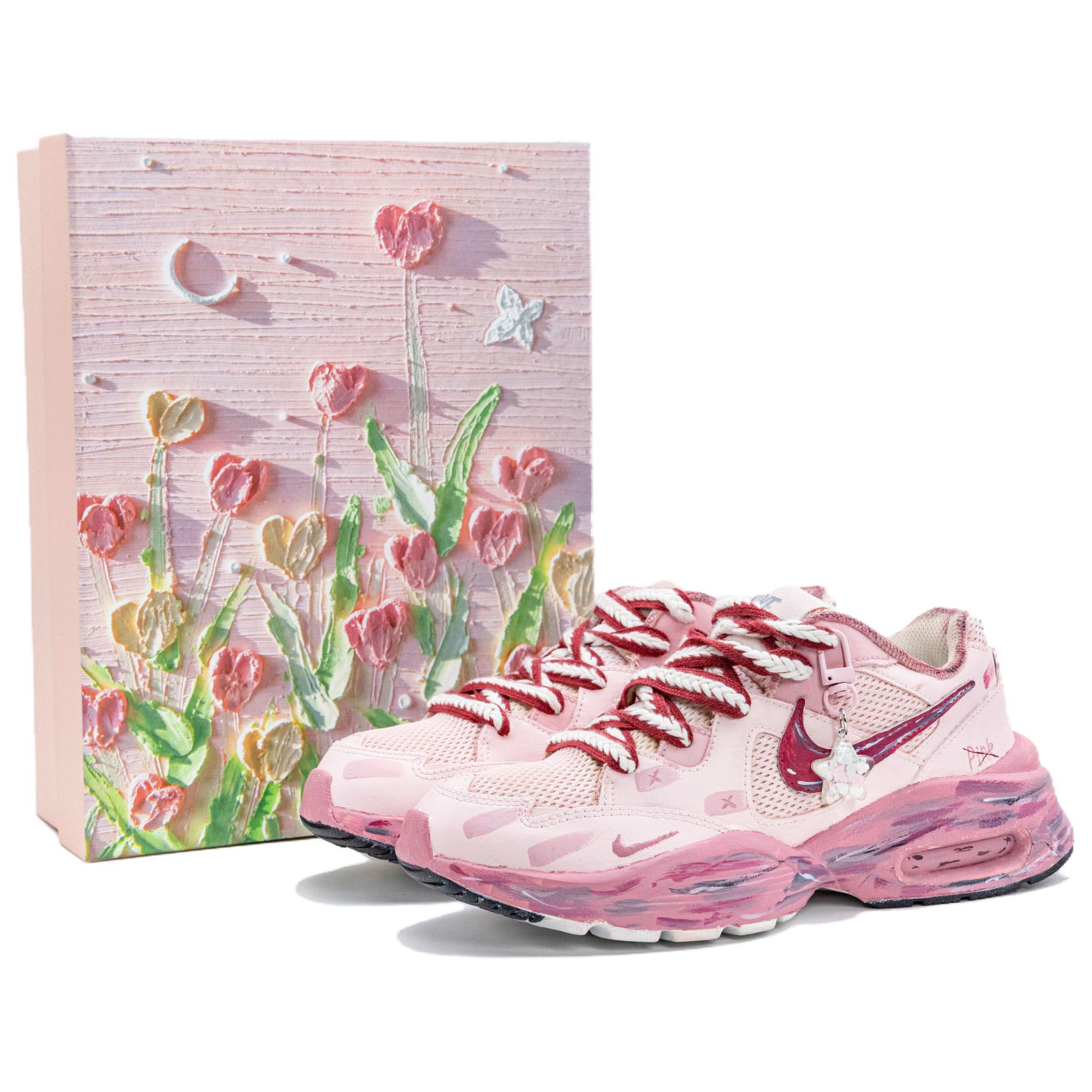 Nike Air Max Fusion Slip Resistant Abrasion Resistant Low top Casual Running Shoes Women’s Pink