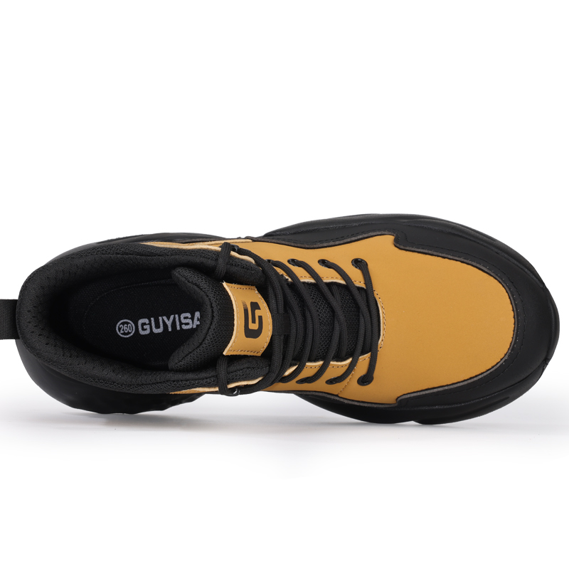 LANOUDUN Slip Resistant, Abrasion Resistant, Lightweight High top Outdoor Shoes Men’s Yellow Black