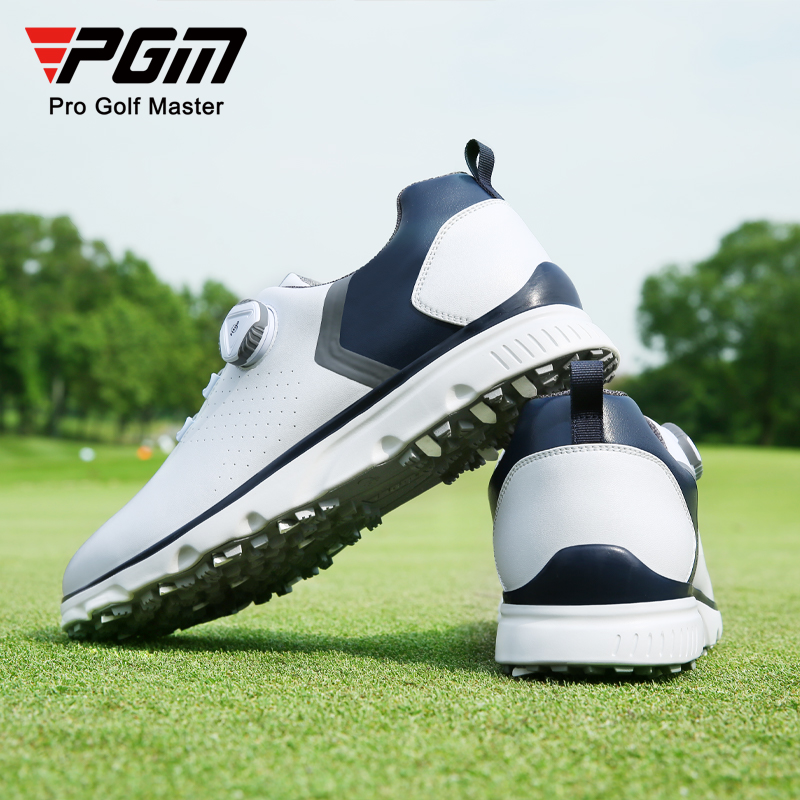 PGM Slip Resistant, Abrasion Resistant, Breathable Low top Golf Shoes Men’s White Blue