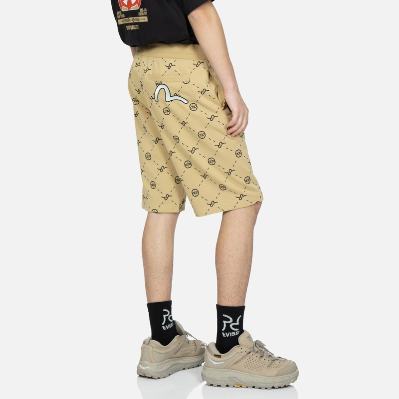 EVISU Sports Shorts Men’s Apricot All Over Print Moderate