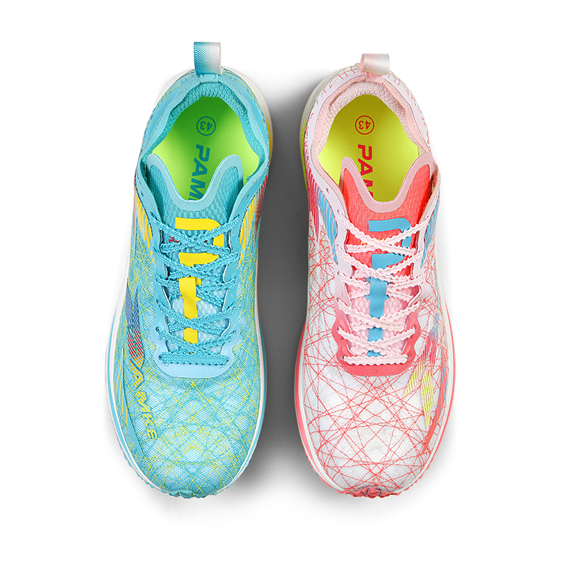 PANKE Running Shoes Unisex Low Top Mismatched Peacock Blue+Cherry Blossom Pink