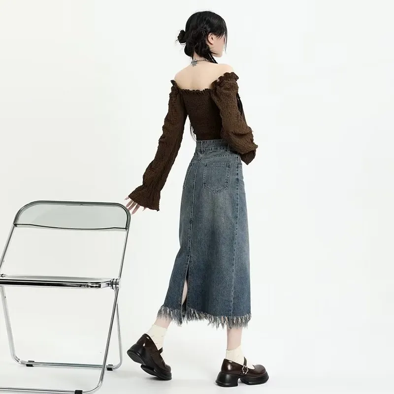 Alxnan Denim Long Skirt Women's